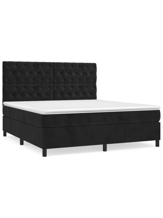Box spring postel s matrací černá 160x200 cm samet