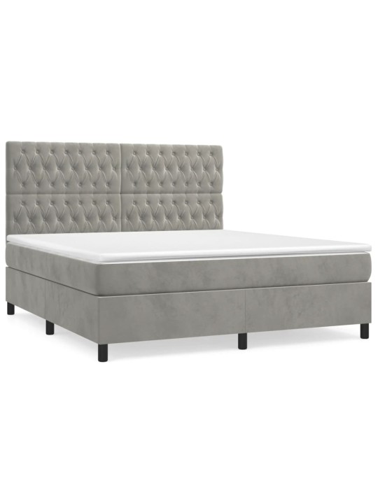Box spring postel s matrací světle šedá 180x200 cm samet