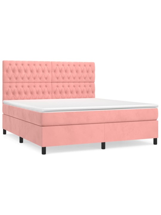 Box spring postel s matrací růžová 180x200 cm samet