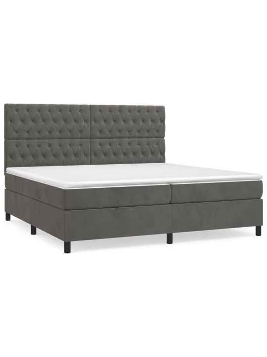 Box spring postel s matrací tmavě šedá 200x200 cm samet
