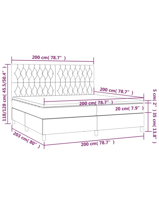 Box spring postel s matrací tmavě šedá 200x200 cm samet