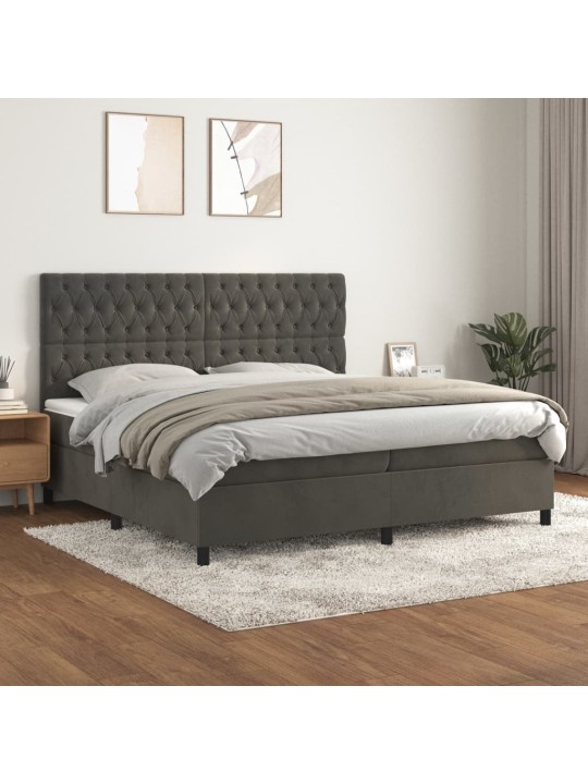 Box spring postel s matrací tmavě šedá 200x200 cm samet