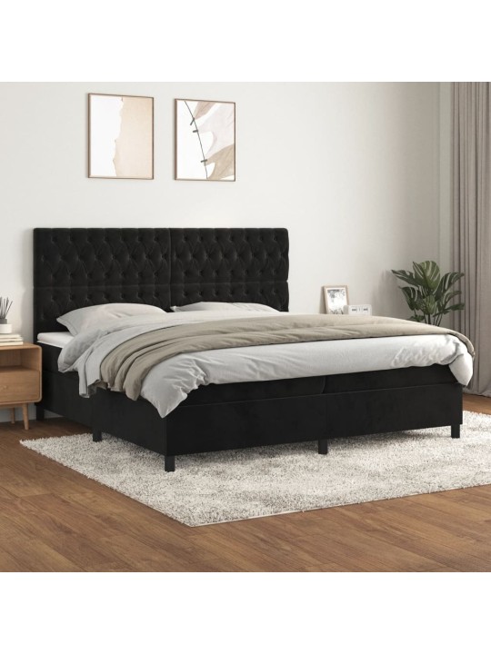 Box spring postel s matrací černá 200x200 cm samet
