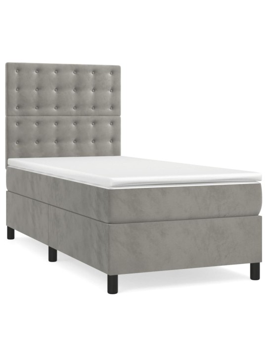 Box spring postel s matrací světle šedá 90x190 cm samet