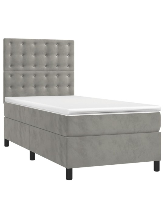 Box spring postel s matrací světle šedá 90x200 cm samet