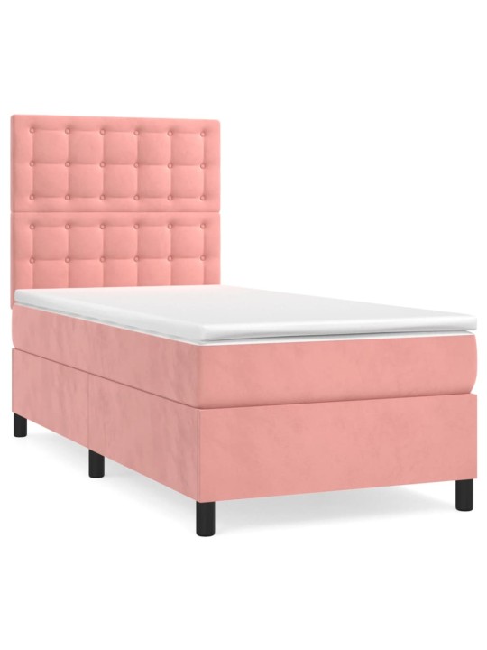 Box spring postel s matrací růžová 100x200 cm samet