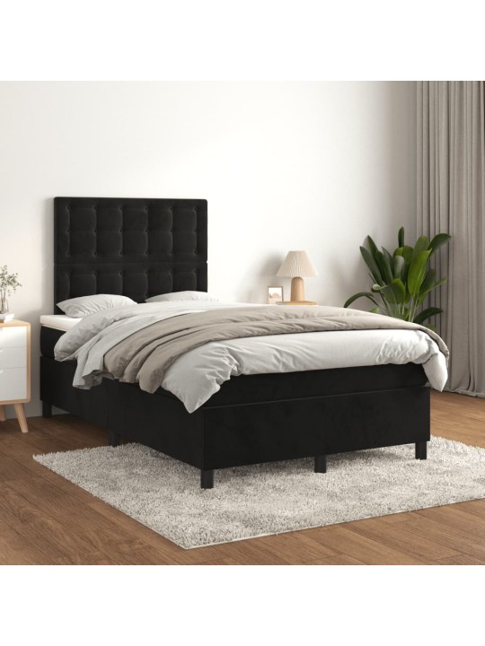 Box spring postel s matrací černá 120 x 200 cm samet