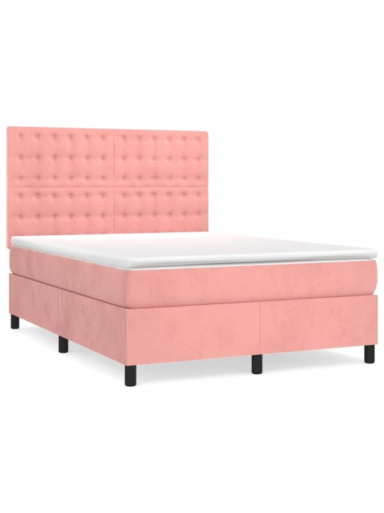 Box spring postel s matrací růžová 140x190 cm samet
