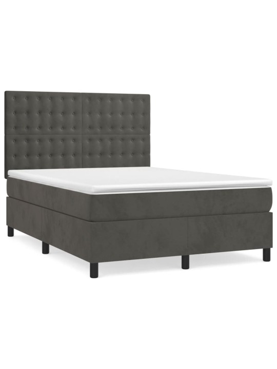 Box spring postel s matrací tmavě šedá 140x200 cm samet