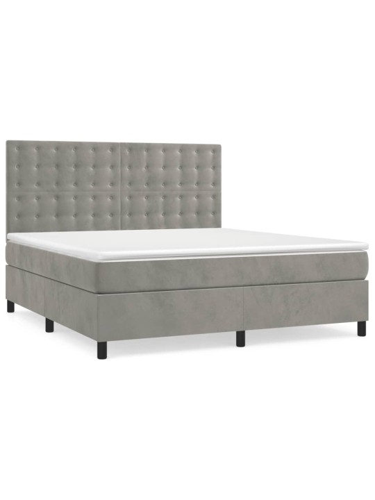 Box spring postel s matrací světle šedá 160x200 cm samet