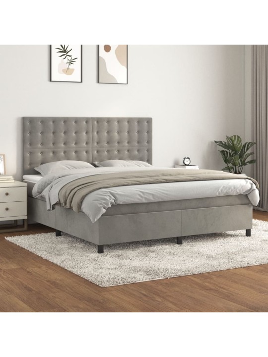 Box spring postel s matrací světle šedá 160x200 cm samet