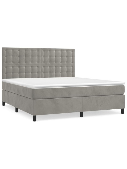 Box spring postel s matrací světle šedá 180x200 cm samet