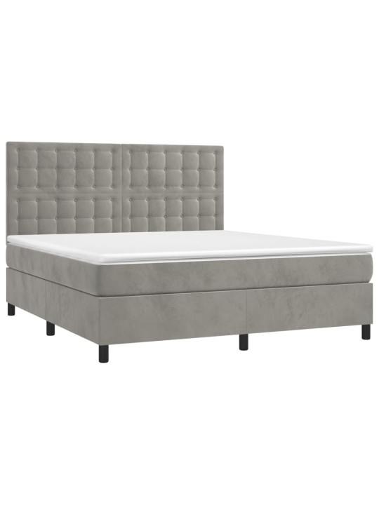 Box spring postel s matrací světle šedá 180x200 cm samet