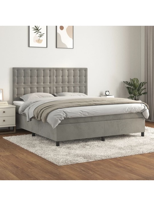 Box spring postel s matrací světle šedá 180x200 cm samet