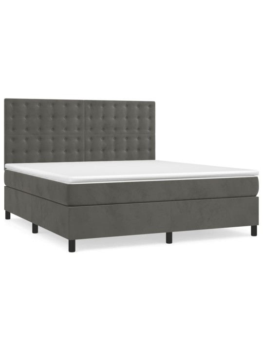 Box spring postel s matrací tmavě šedá 180x200 cm samet