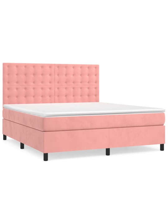 Box spring postel s matrací růžová 180x200 cm samet