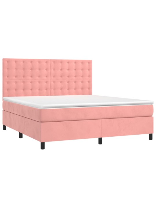 Box spring postel s matrací růžová 180x200 cm samet