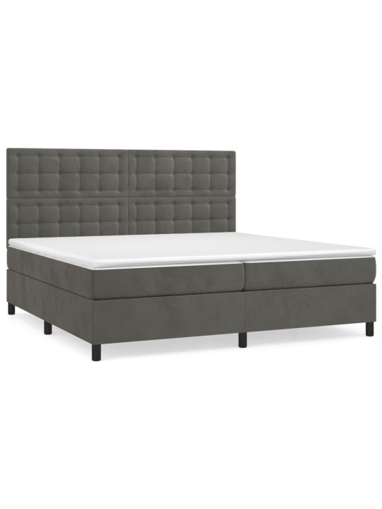Box spring postel s matrací tmavě šedá 200x200 cm samet