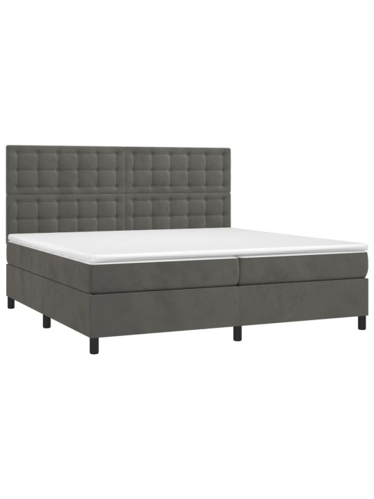Box spring postel s matrací tmavě šedá 200x200 cm samet