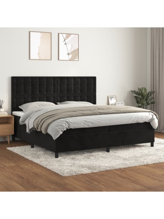 Box spring postel s matrací černá 200x200 cm samet