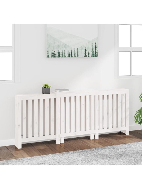 Kryt na radiátor bílý 210x21x85 cm masivní borové dřevo