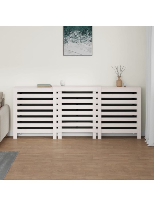 Kryt na radiátor bílý 210x21x85 cm masivní borové dřevo