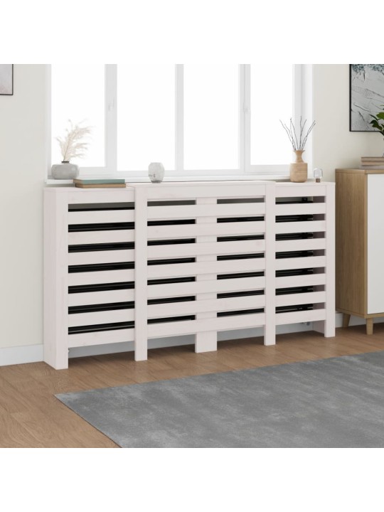 Kryt na radiátor bílý 210x21x85 cm masivní borové dřevo