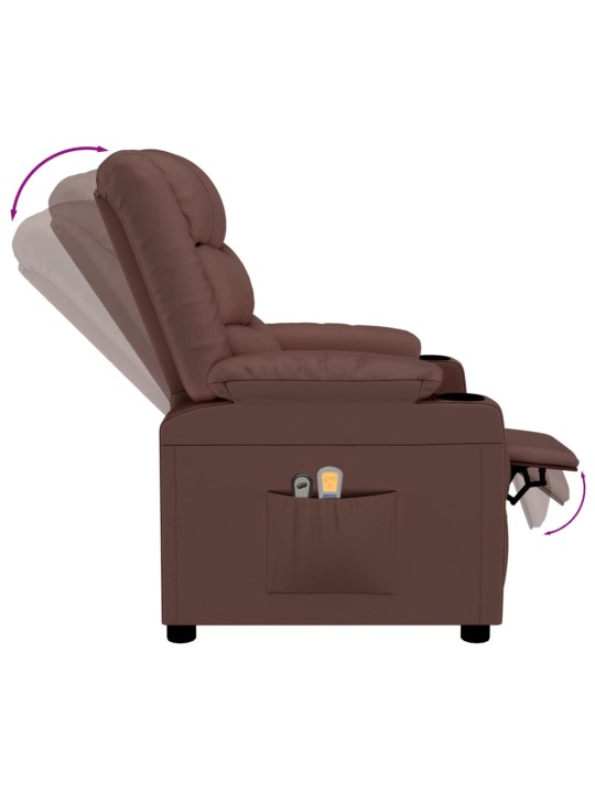 Elektrické masážní křeslo hnědé umělá kůže