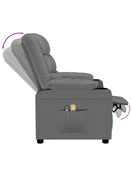 Elektrické masážní křeslo šedé umělá kůže