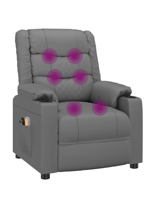 Elektrické masážní křeslo šedé umělá kůže