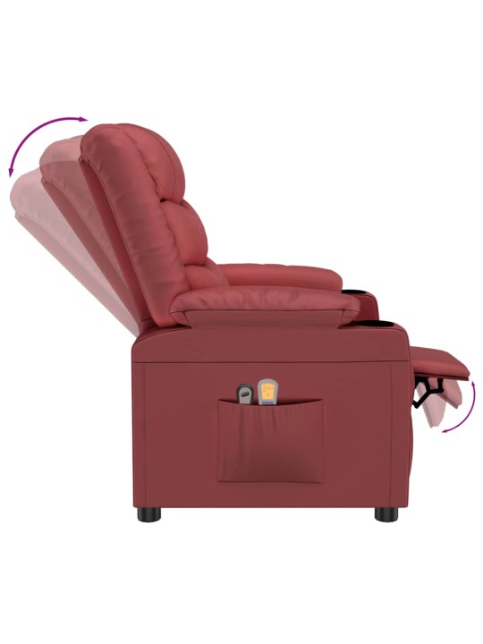 Elektrické masážní křeslo vínové umělá kůže