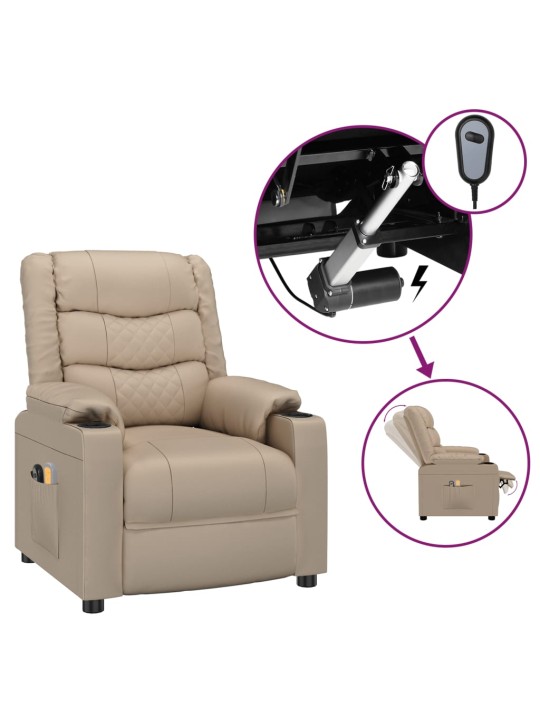 Elektrické masážní křeslo cappuccino umělá kůže