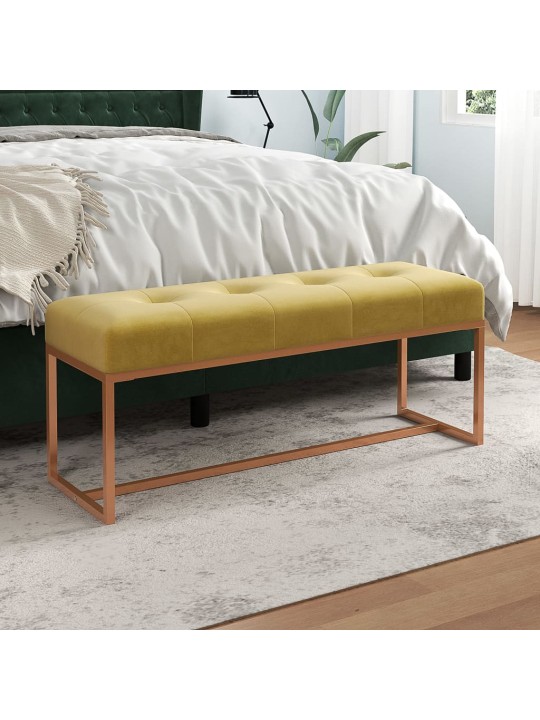 Lavice hořčicově žlutá 110 x 36 x 45 cm samet