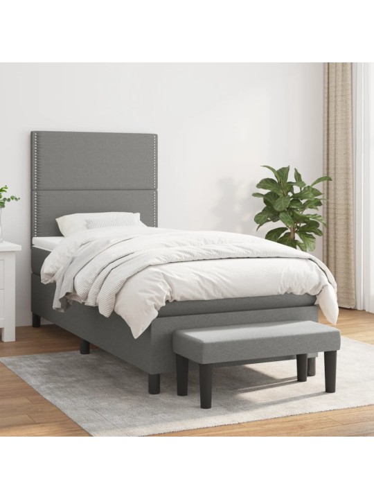 Box spring postel s matrací tmavě šedá 90x190 cm textil