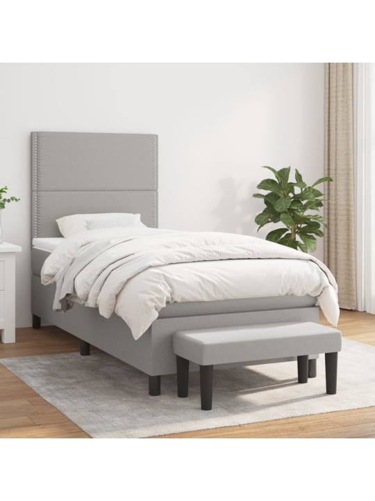 Box spring postel s matrací světle šedá 90x200 cm textil