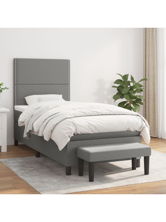 Box spring postel s matrací tmavě šedá 90x200 cm textil