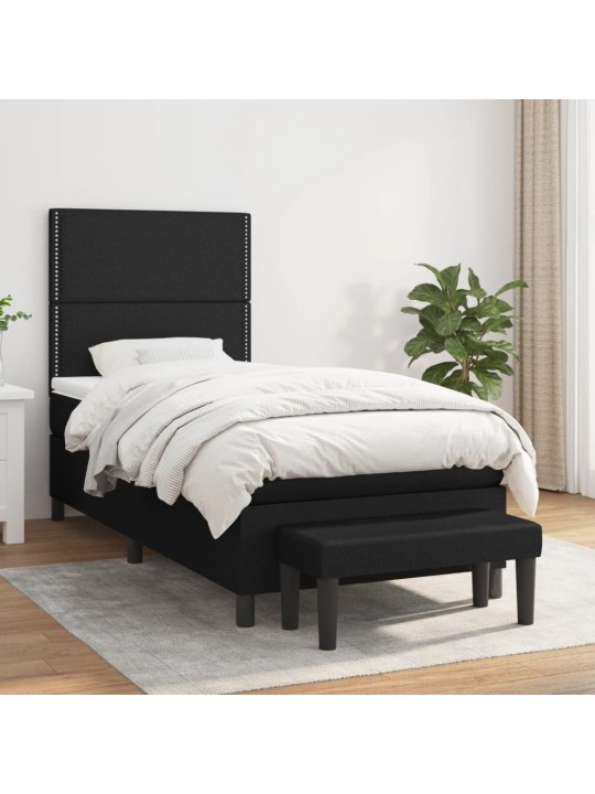 Box spring postel s matrací černá 90x200 cm textil