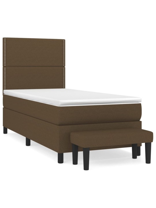 Box spring postel s matrací tmavě hnědá 90x200 cm textil