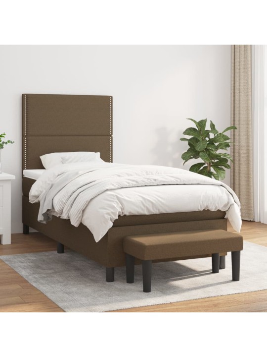 Box spring postel s matrací tmavě hnědá 90x200 cm textil