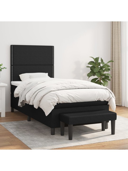 Box spring postel s matrací černá 100 x 200 cm textil