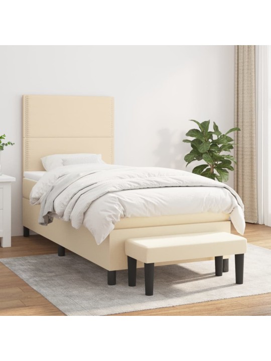 Box spring postel s matrací krémová 100 x 200 cm textil
