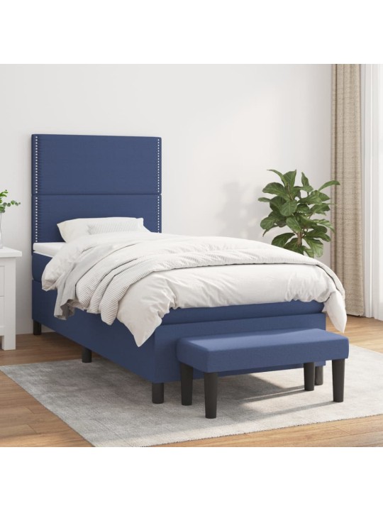 Box spring postel s matrací modrá 100 x 200 cm textil