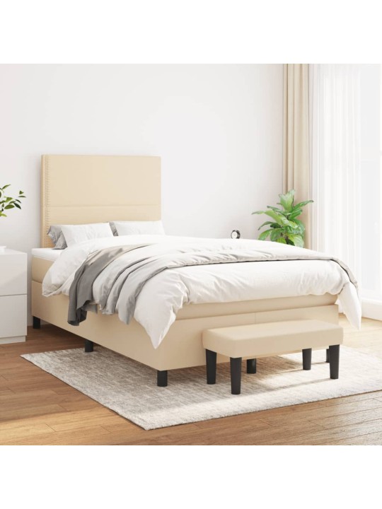 Box spring postel s matrací krémová 120x200 cm textil