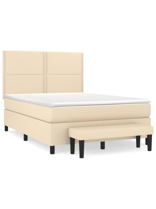 Box spring postel s matrací krémová 140x190 cm textil