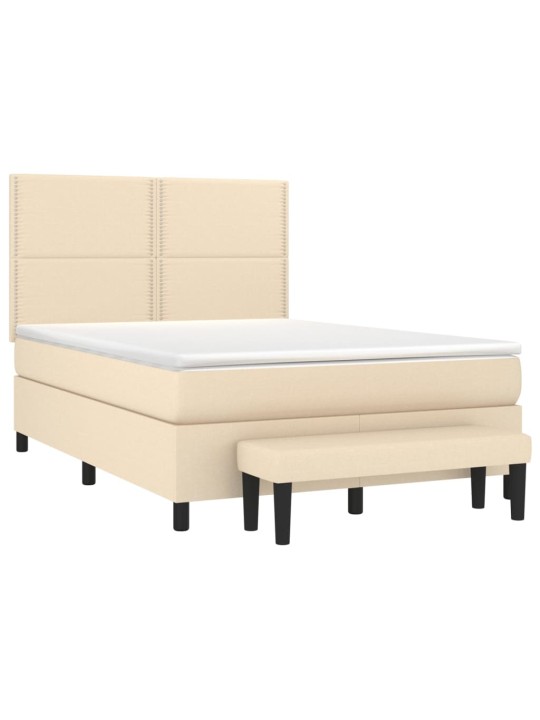 Box spring postel s matrací krémová 140x190 cm textil