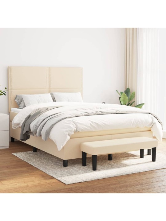 Box spring postel s matrací krémová 140x190 cm textil