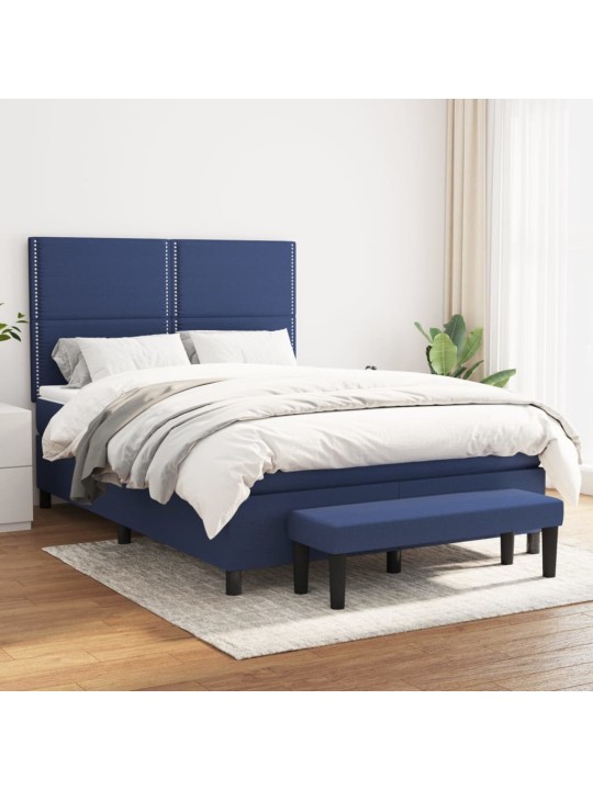 Box spring postel s matrací modrá 140x190 cm textil