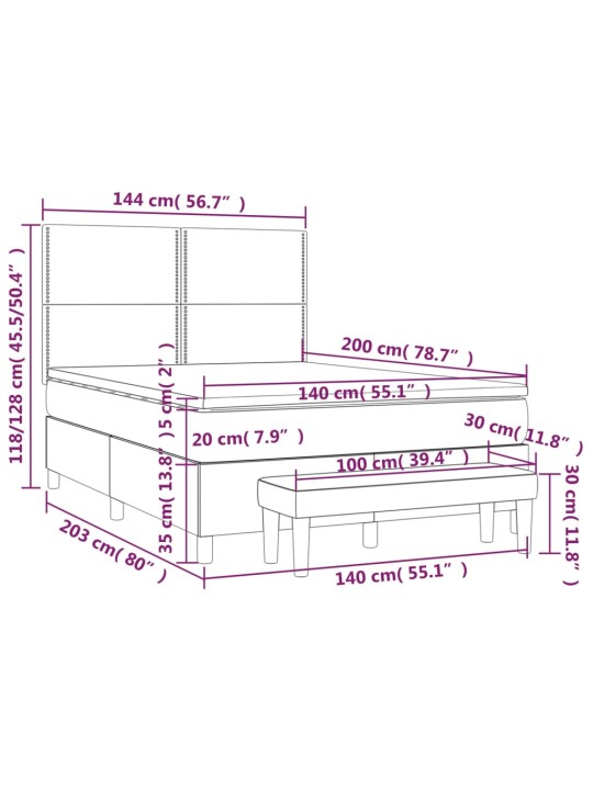 Box spring postel s matrací tmavě šedá 140x200 cm textil