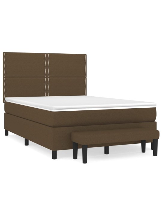 Box spring postel s matrací tmavě hnědá 140x200 cm textil