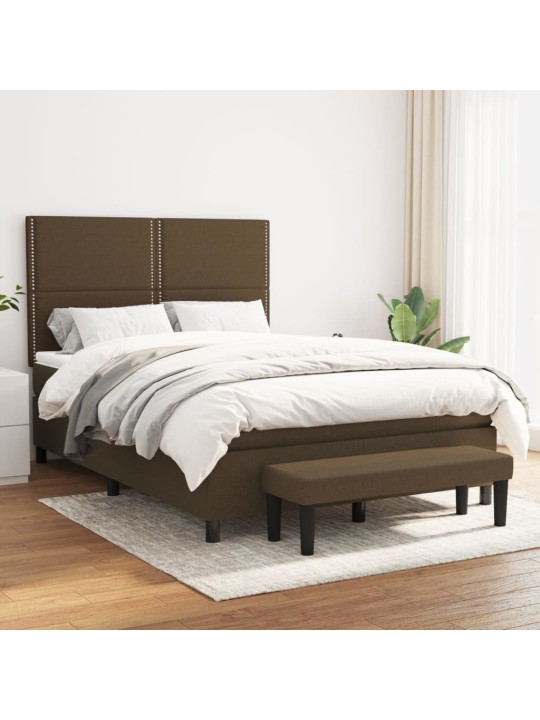 Box spring postel s matrací tmavě hnědá 140x200 cm textil
